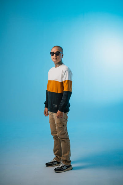 BLOCKED CREW PULLOVER
