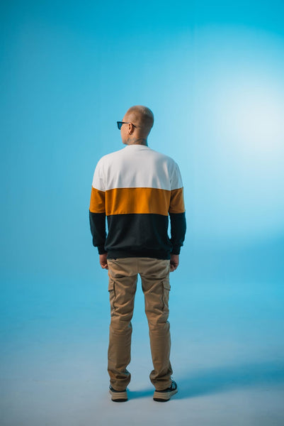 BLOCKED CREW PULLOVER