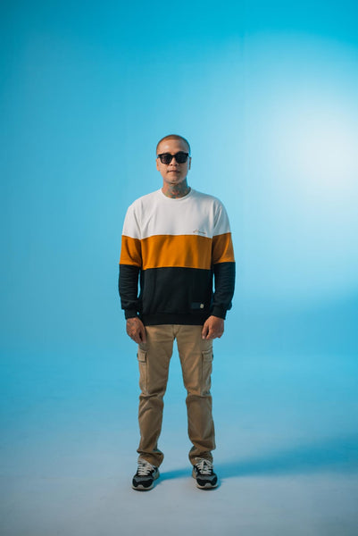 BLOCKED CREW PULLOVER